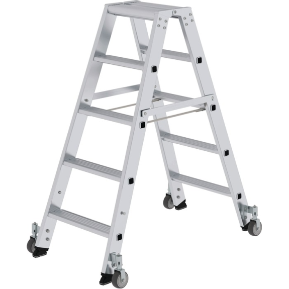 Escabeau 2x5 marches aluminium.Total H.1140mm avec Rl.MUNK-Leggi tutto