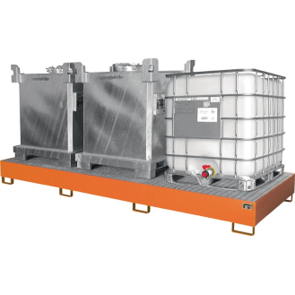 Auffangwanne 1000l L3850xB1300xH340mm Stahlbl.m.Gitterrost gelborange-Beschreibung lesen