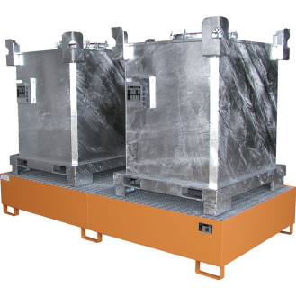 Auffangwanne 1000l L2650xB1300xH435mm Stahlbl.m.Gitterrost gelborange-Beschreibung lesen