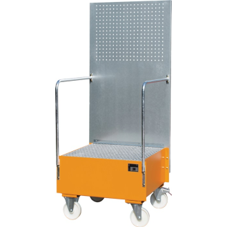 Auffangwanne 203l L870xB890xH2110mm Stahlblech mit Gitterrost gelborange-Beschreibung lesen