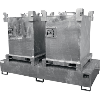 Auffangwanne 1000l L2650xB1300xH435mm Stahlbl.m.Gitterrost silber-Beschreibung lesen