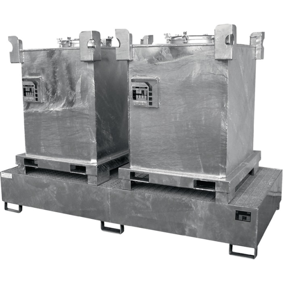 Auffangwanne 1000l L2650xB1300xH435mm Stahlbl.m.Gitterrost silber-Beschreibung lesen