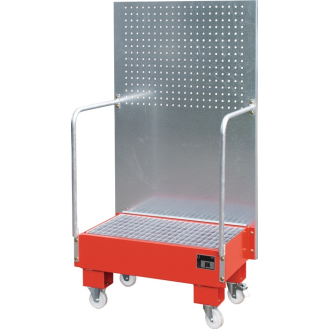 Auffangwanne 60l L570xB890xH1685mm Stahlbl.m.Giiterrost feuerrot-Beschreibung lesen