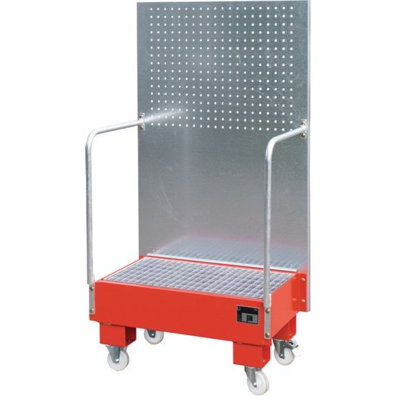 Auffangwanne 60l L570xB890xH1685mm Stahlbl.m.Giiterrost feuerrot-Beschreibung lesen