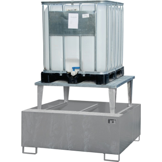 Auffangwanne 1000l L1460xB1460xH1090mm Stahlbl.m.Gitterrost silber-Beschreibung lesen