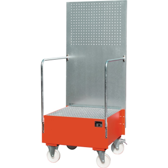 Auffangwanne 203l L870xB890xH2110mm Stahlbl.m.Gitterrost feuerrot-Beschreibung lesen