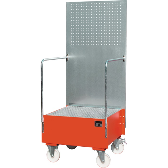 Auffangwanne 203l L870xB890xH2110mm Stahlbl.m.Gitterrost feuerrot-Beschreibung lesen