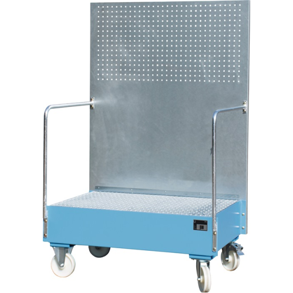 Bandeja de contención 215l L870xL1290xH2015mm acero con rejilla azul claro-Leer más
