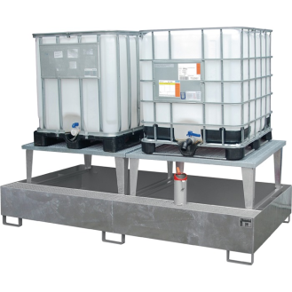 Auffangwanne 1000l L2650xB1460xH865mm Stahlbl.m.Gitterrost silber-Beschreibung lesen