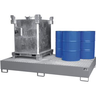 Auffangwanne 1000l L2690xB1650xH375mm Stahlbl.m.Gitterrost silber-Beschreibung lesen