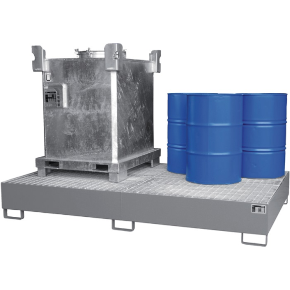 Auffangwanne 1000l L2690xB1650xH375mm Stahlbl.m.Gitterrost silber-Beschreibung lesen