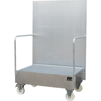 Auffangwanne 215l L1280xB800xH2015mm Stahlbl.m.Gitterrost silber-Beschreibung lesen