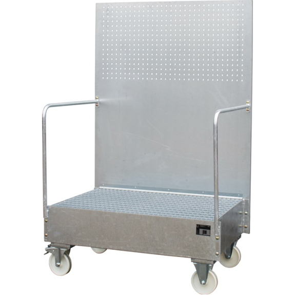 Auffangwanne 215l L1280xB800xH2015mm Stahlbl.m.Gitterrost silber-Beschreibung lesen