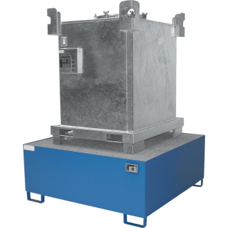 Auffangwanne 1000L L1460xB1460xH630mm Stahlbl.m.Gitterrost lichtblau-Beschreibung lesen