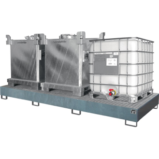 Auffangwanne 1000l L3850xB1300xH340mm Stahlbl.m.Gitterrost silber-Beschreibung lesen