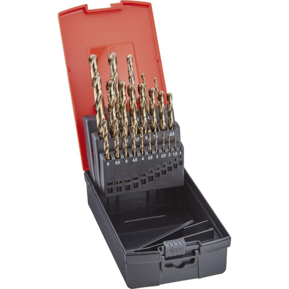 Spiralbohrer-Set DIN388 HSSE Gold Schaft 3-kant 0,5mm steigend 1-10,5mm 24-tlg.-Beschreibung lesen