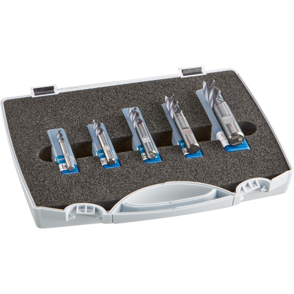 Schaftfräser-Set BASICMILL VHM AlTiN Typ UNI Schaft HB Z4 6/8/10/12/16mm Schaftfräser-Set BASICMILL VHM AlTiN Typ UNI Schaft HB Z4 6/8/10/12/16mm-Beschreibung lesen