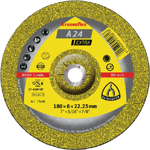 Schruppscheibe A 24 Extra D150xS6mm gekr.STA Bohr.22,2m-Beschreibung lesen