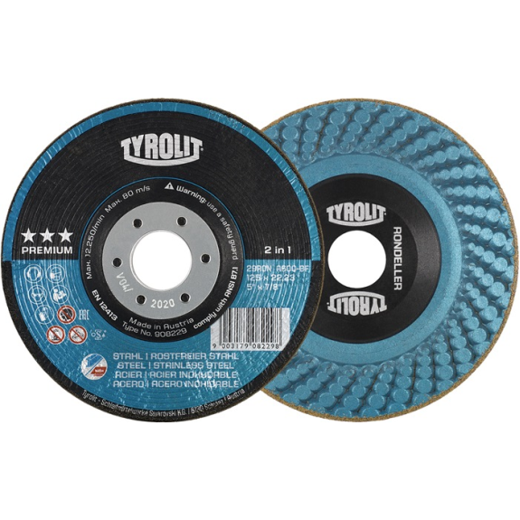 Disque à poncer RONDELLER D178xSmm grain 60 couronné INOX/acier alésage 22,2m-Leggi tutto