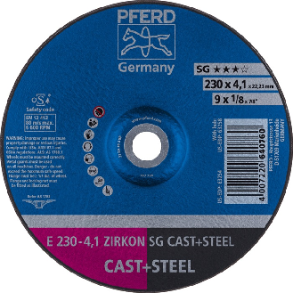 Schruppscheibe SG CAST+STEEL D230xS4,1mm gekr.STA/INOX Bohr.22,2m-Beschreibung lesen