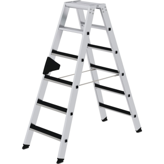 Stufenstehleiter 2x6 Stufen Alu.Gesamt-H.1380mm m.clip-step Auflage-Beschreibung lesen