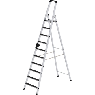 Stufenstehleiter 10 Stufen Alu.Gesamt-H.2980mm m.clip-step R13 Auflage-Beschreibung lesen