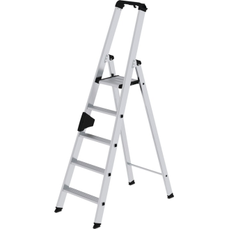 Stufenstehleiter 5 Stufen Alu.Gesamt-H.1810mm m.ergo-pad-Griffzone-Beschreibung lesen