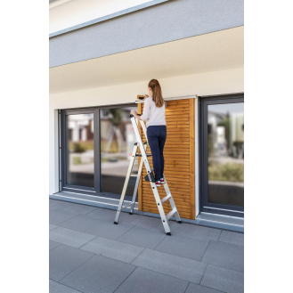 Stufenstehleiter 5 Stufen Alu.Gesamt-H.1810mm m.ergo-pad-Griffzone-Beschreibung lesen