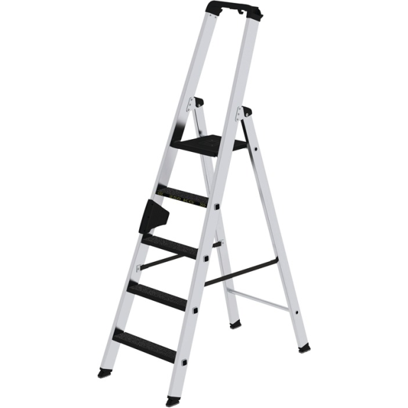 Stufenstehleiter 5 Stufen Alu.Gesamt-H.1810mm m.clip-step R13-Auflage Stufenstehleiter 5 Stufen Alu.Gesamt-H.1810mm m.clip-step R13-Auflage-Beschreibung lesen
