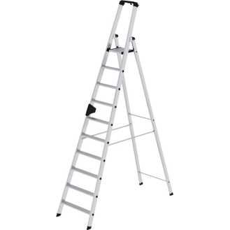Stufenstehleiter 10 Stufen Alu.Gesamt-H.2980mm m.ergo-pad-Griffzone-Beschreibung lesen