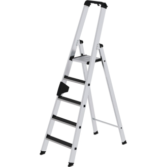 Stufenstehleiter 5 Stufen Alu.Gesamt-H.1810mm m.clip-step R13 Auflage-Beschreibung lesen