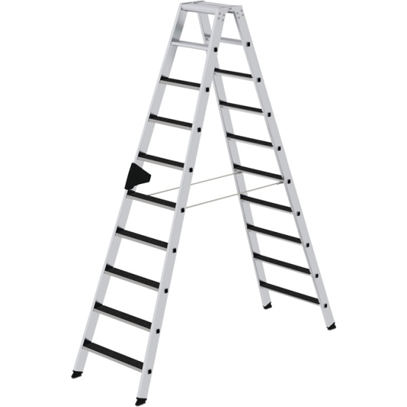 Stufenstehleiter 2x10 Stufen Alu.Gesamt-H.2320mm m.clip-step R13 Auflage-Beschreibung lesen