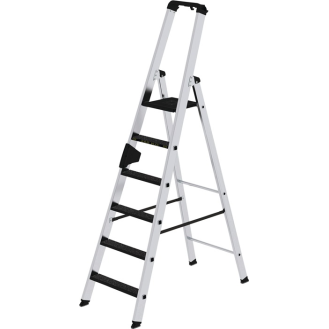 Stufenstehleiter 6 Stufen Alu.Gesamt-H.2050mm m.clip-step R13-Auflage-Beschreibung lesen