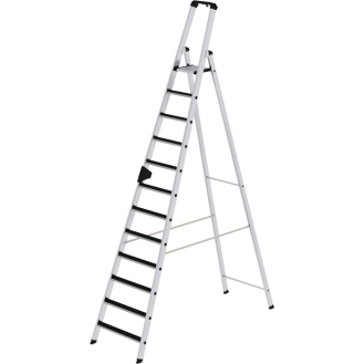 Stufenstehleiter 12 Stufen Alu.Gesamt-H.3450mm m.clip-step Auflage-Beschreibung lesen