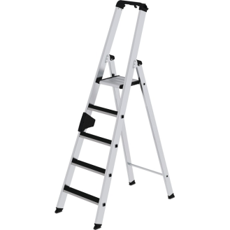Stufenstehleiter 5 Stufen Alu.Gesamt-H.1810mm m.clip-step Auflage-Beschreibung lesen