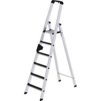 Stufenstehleiter 6 Stufen Alu.Gesamt-H.2050mm m.clip-step R13 Auflage-Beschreibung lesen