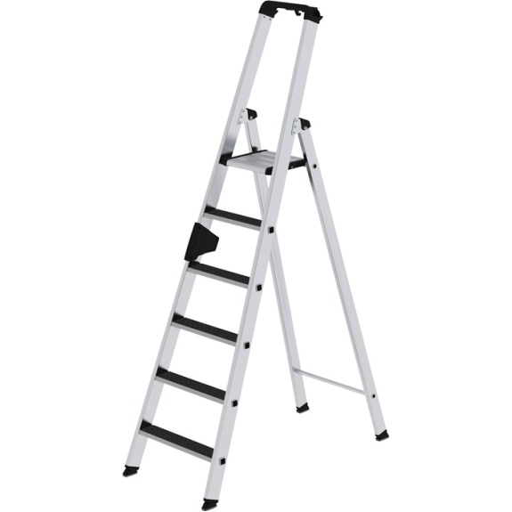 Stufenstehleiter 6 Stufen Alu.Gesamt-H.2050mm m.clip-step R13 Auflage Stufenstehleiter 6 Stufen Alu.Gesamt-H.2050mm m.clip-step R13 Auflage-Beschreibung lesen