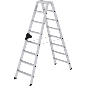 Stufenstehleiter 2x8 Stufen Alu.Gesamt-H.1850mm-Beschreibung lesen