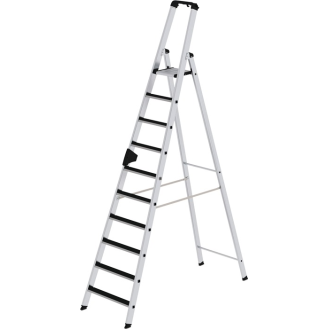 Stufenstehleiter 10 Stufen Alu.Gesamt-H.2980mm m.clip-step Auflage-Beschreibung lesen