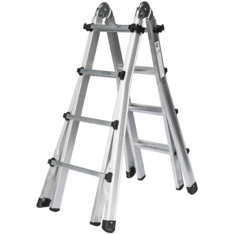 Teleskopleiter Alu.4x4 Sprossen max.Gesamtbelastung 150kg-Beschreibung lesen