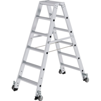 Aluminium-Stufenstehleiter 2x6 Stufen mit Geländer-Beschreibung lesen