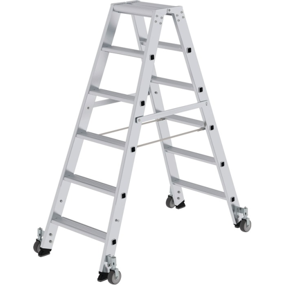 Escabeau 2x6 marches en aluminium.H.totale 1380mm avec rail.-Leer más