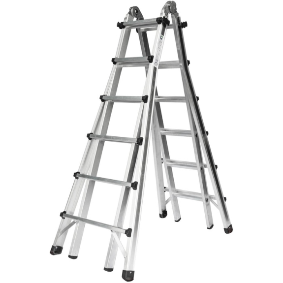 Teleskopleiter Alu.4x6 Sprossen max.Gesamtbelastung 150kg-Beschreibung lesen
