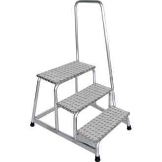 Arbeitspodest Stufen 3 m.Handlauf H.600mm Warzenblech-Beschreibung lesen