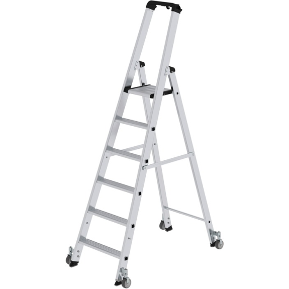Escabeau 6 marches aluminium hauteur totale 2050mm avec rails-Leer más
