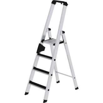Stufenstehleiter 4 Stufen Alu.Gesamt-H.1580mm m.clip-step Auflage-Beschreibung lesen