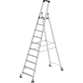 Stufenstehleiter 10 Stufen Alu.Gesamt-H.2980mm m.Rl.-Beschreibung lesen