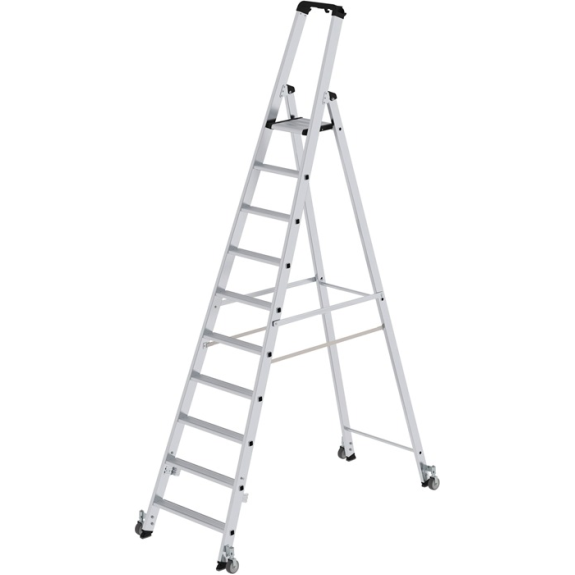 Stufenstehleiter 10 Stufen Alu.Gesamt-H.2980mm m.Rl.-Beschreibung lesen