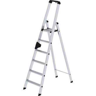Stufenstehleiter 6 Stufen Alu.Gesamt-H.2050mm m.ergo-pad-Griffzone-Beschreibung lesen