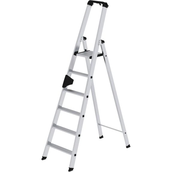 Stufenstehleiter 6 Stufen Alu.Gesamt-H.2050mm m.ergo-pad-Griffzone-Beschreibung lesen